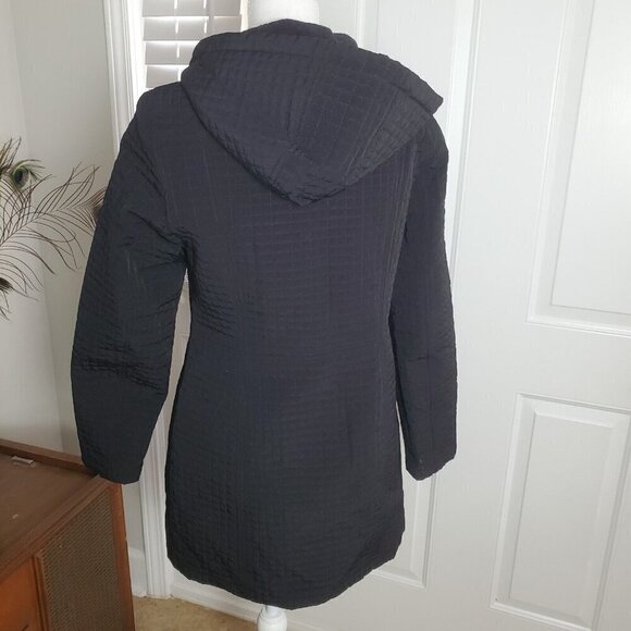 Esprit Quilted Jacket Womens Small Black Mid Length Hooded Zippered Pocket - Picture 3 of 12